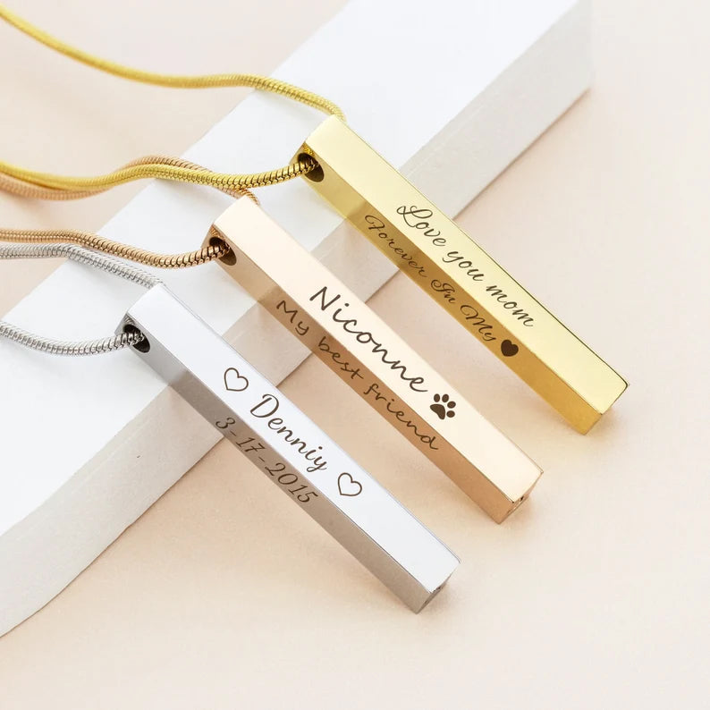 4-Sided Bar Memorial Necklace