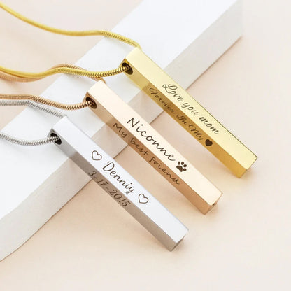 4-Sided Bar Memorial Necklace