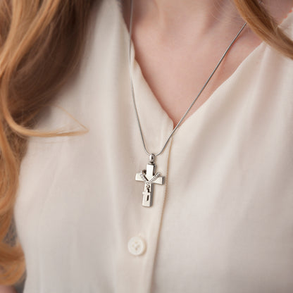 Premium Collet Cross Memorial Necklace