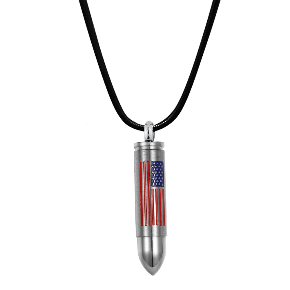 American Flag Bullet Memorial Necklace