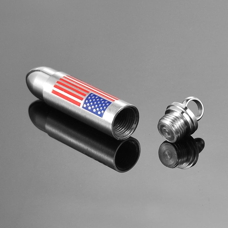 American Flag Bullet Memorial Necklace