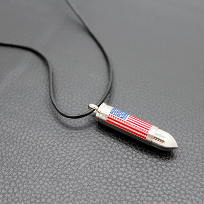 American Flag Bullet Memorial Necklace