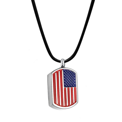 United States Flag Dog Tag Memorial Necklace