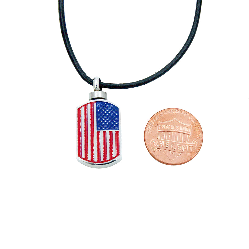 United States Flag Dog Tag Memorial Necklace