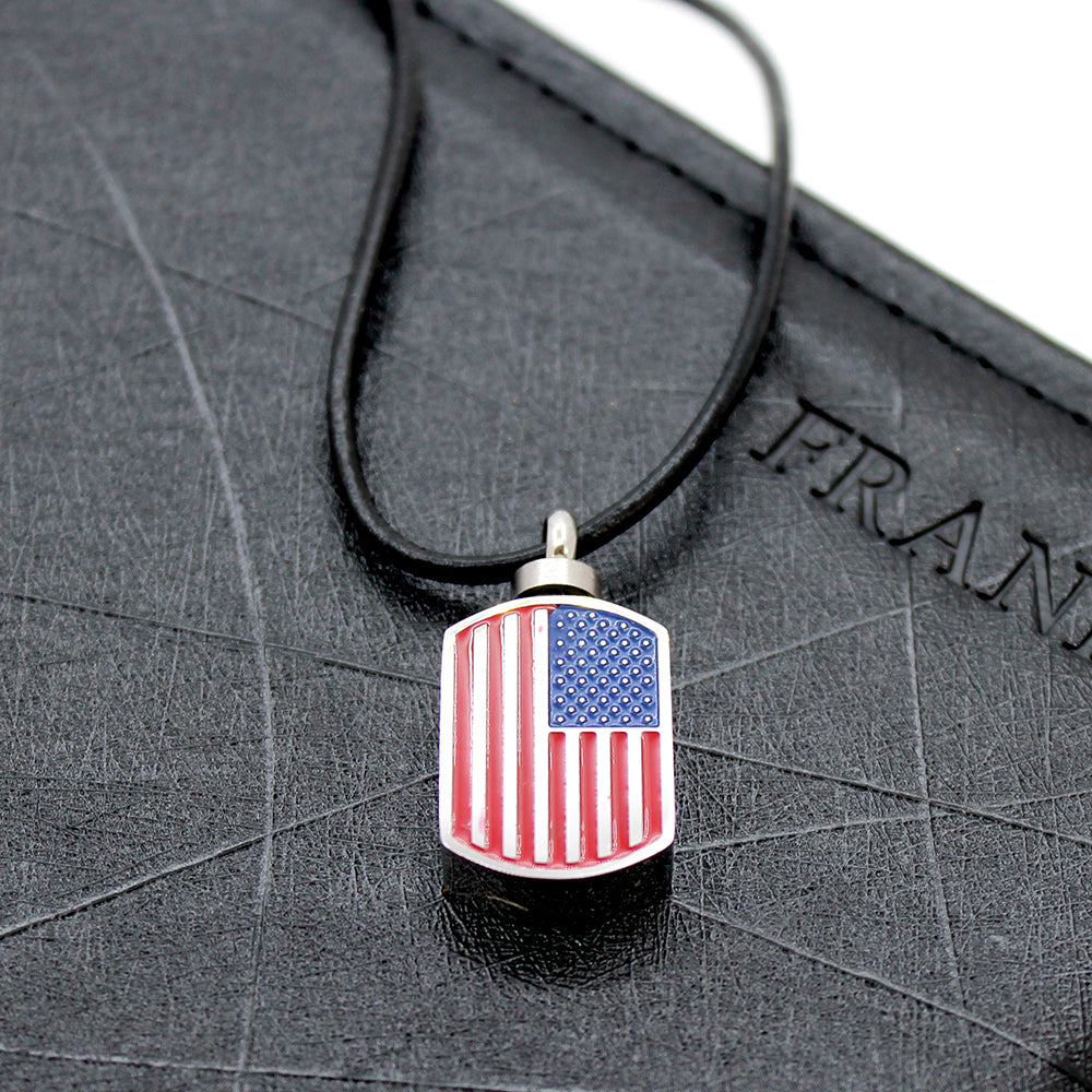 United States Flag Dog Tag Memorial Necklace