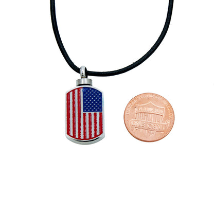 United States Flag Dog Tag Memorial Necklace