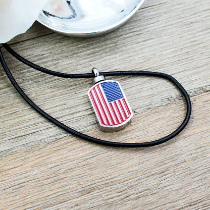 United States Flag Dog Tag Memorial Necklace