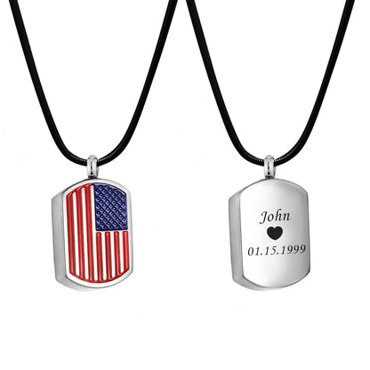 United States Flag Dog Tag Memorial Necklace