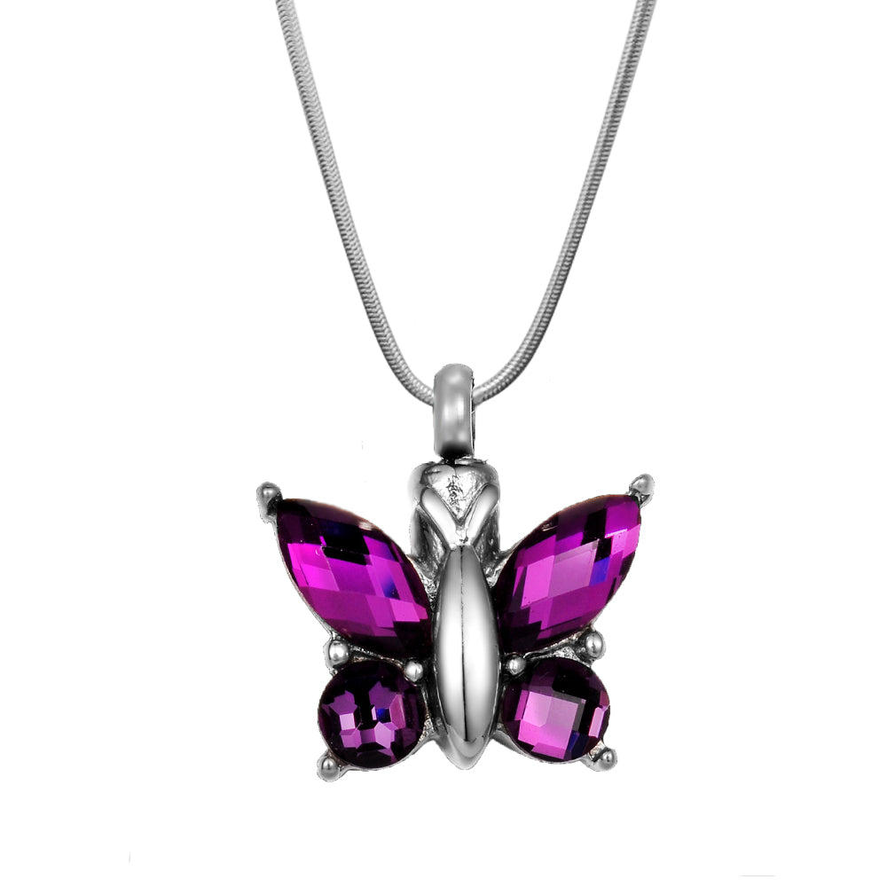 Crystal Butterfly Memorial Necklace