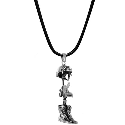 Helmet and Boots Soldier Memorial Necklace