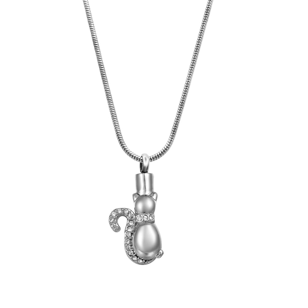 Crystal Kitty Cat Pet Memorial Necklace