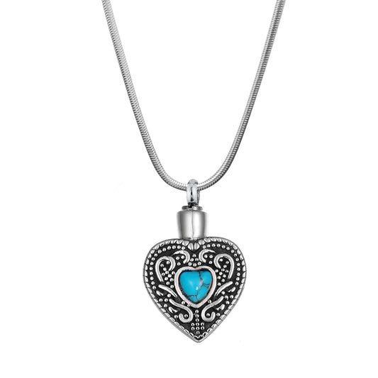 Turquoise Heart Memorial Necklace