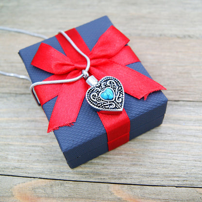 Turquoise Heart Memorial Necklace