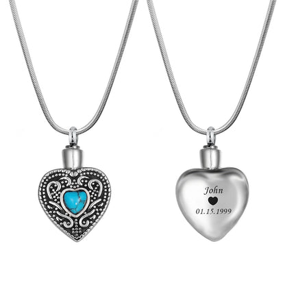 Turquoise Heart Memorial Necklace