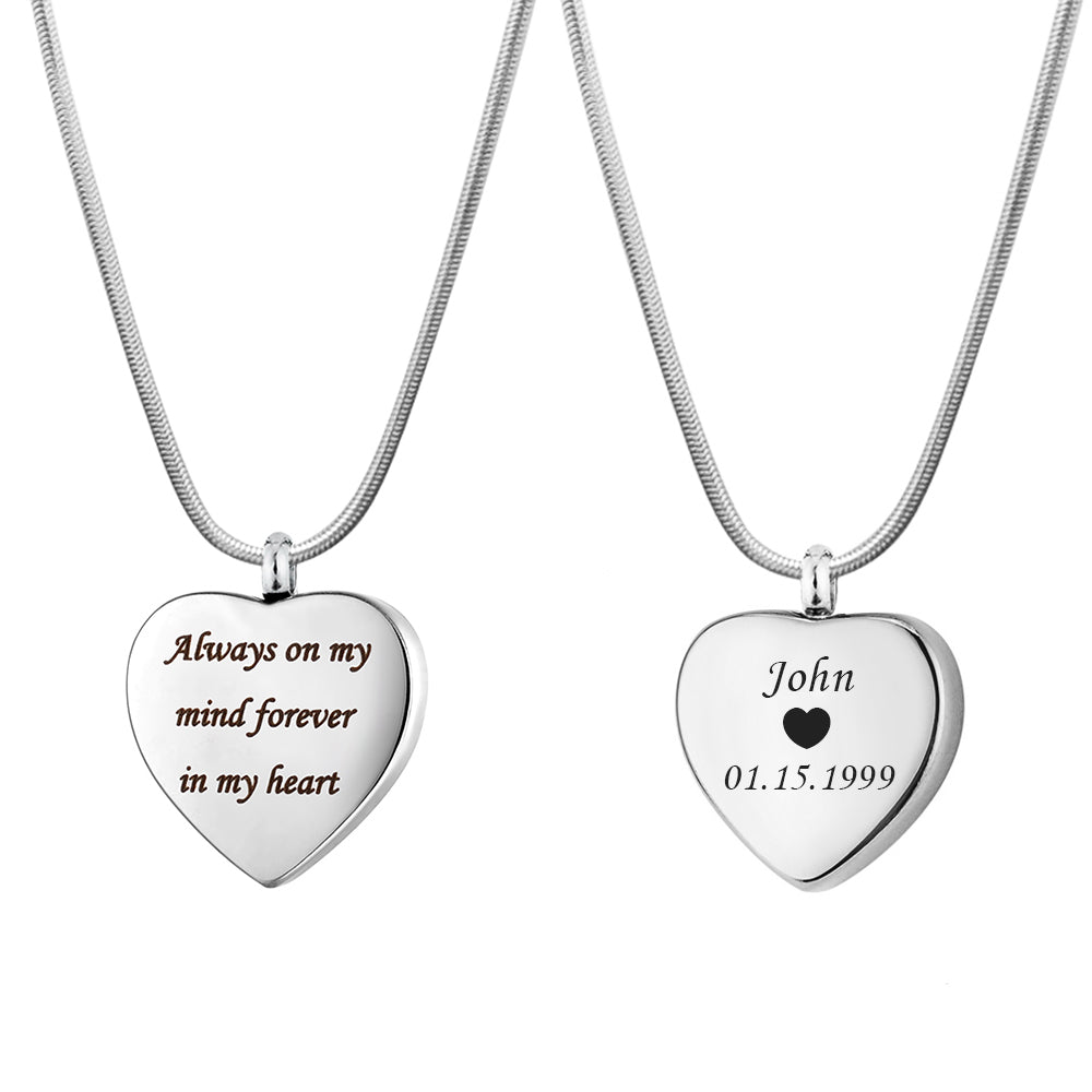 "Always on my Mind..." Heart Memorial Necklace