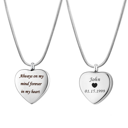 "Always on my Mind..." Heart Memorial Necklace