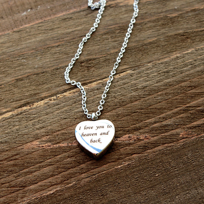 "I love you to heaven and back" Heart Memorial Necklace