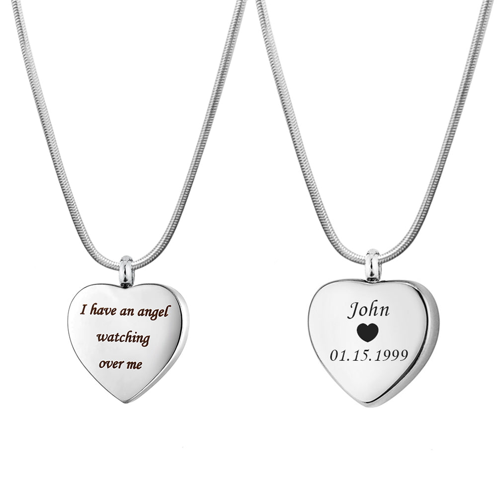 "I have a angel watching over me" Heart Memorial Necklace