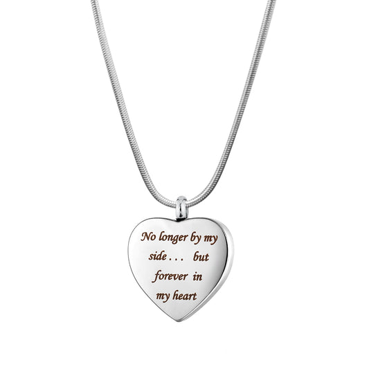 "No longer by my side...." Heart Memorial Necklace