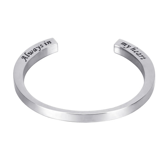 Always in my Heart Memorial Bangle Bracelet