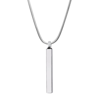 Polished Silver Bar Memorial Necklace