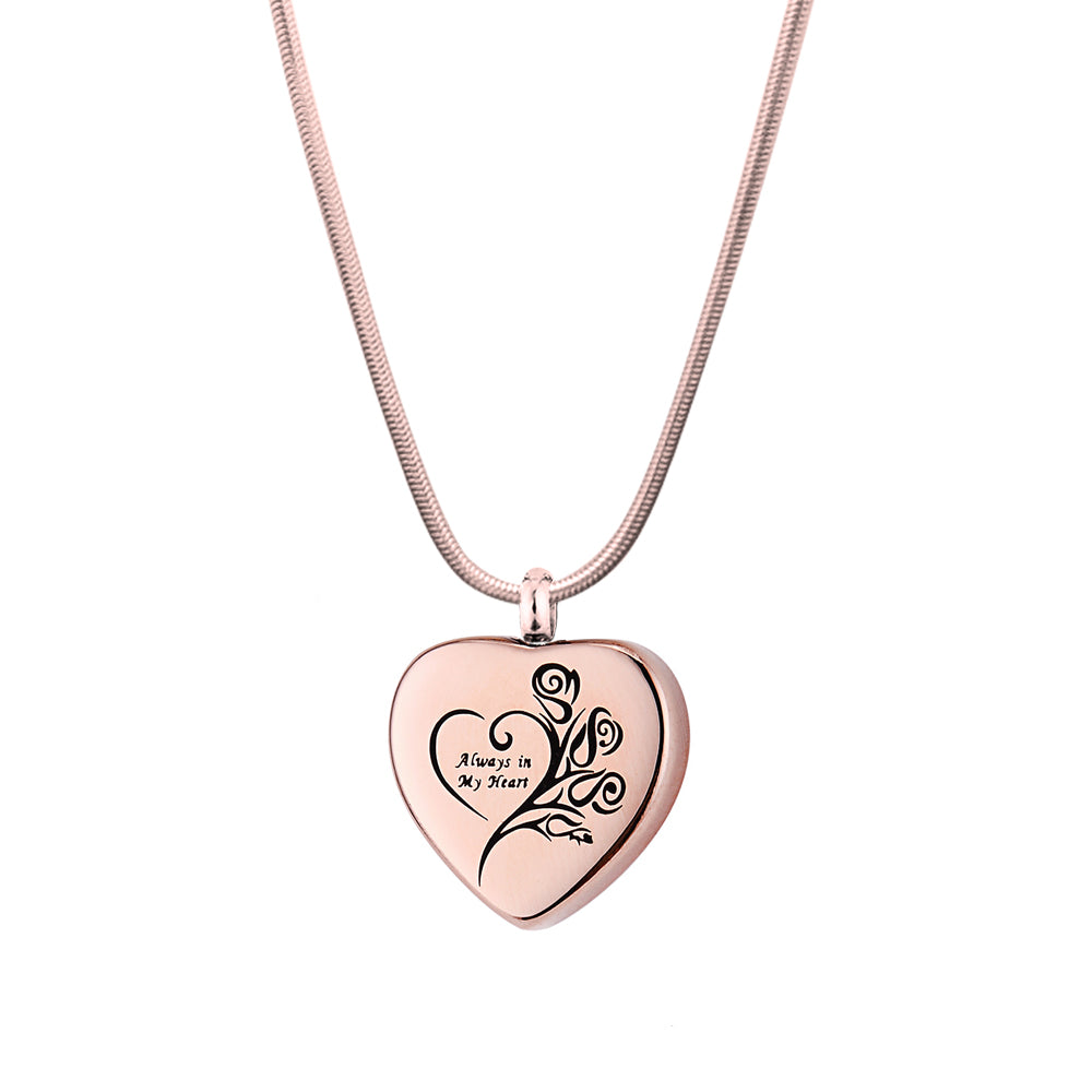 Always in my Heart Heart Memorial Necklace