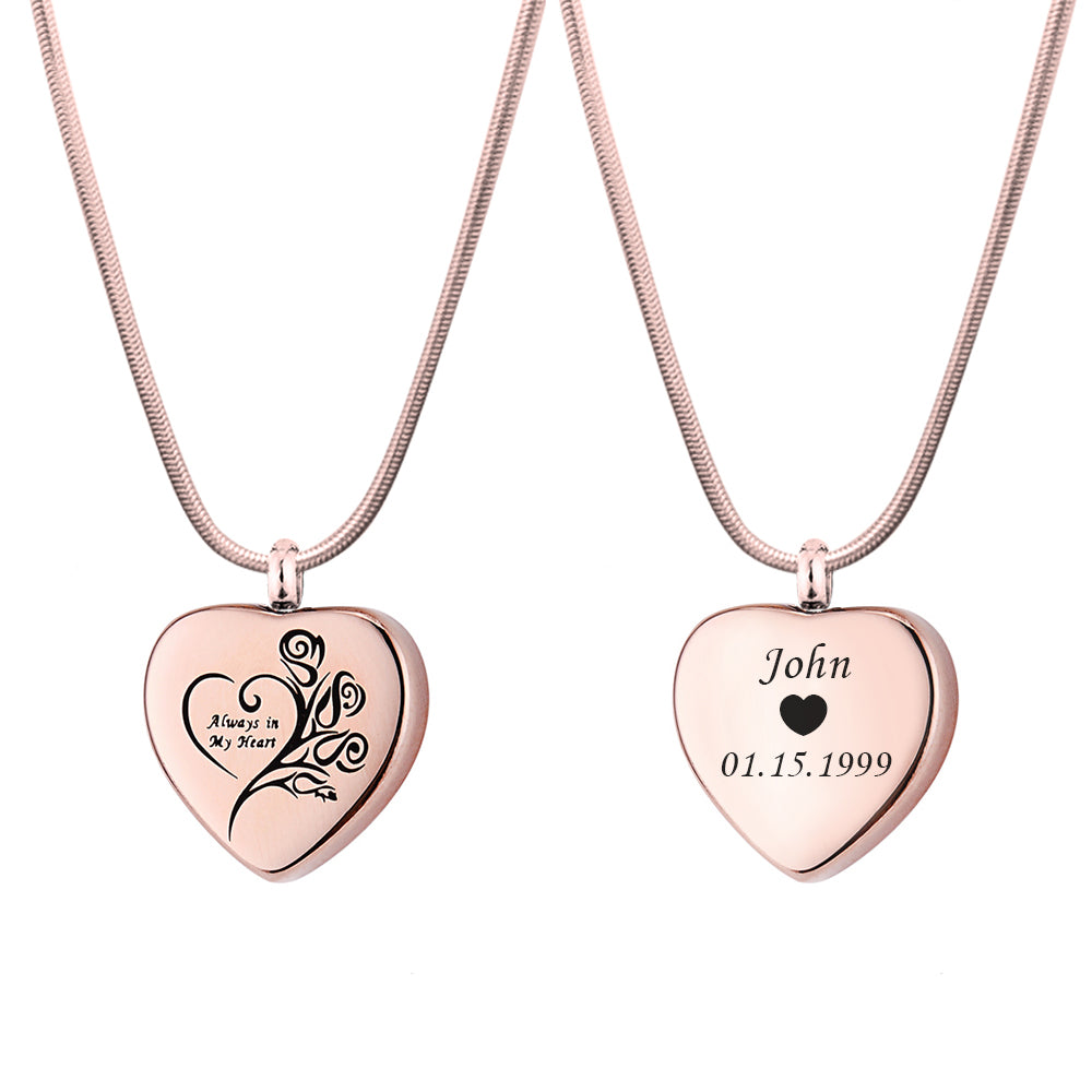 Always in my Heart Heart Memorial Necklace