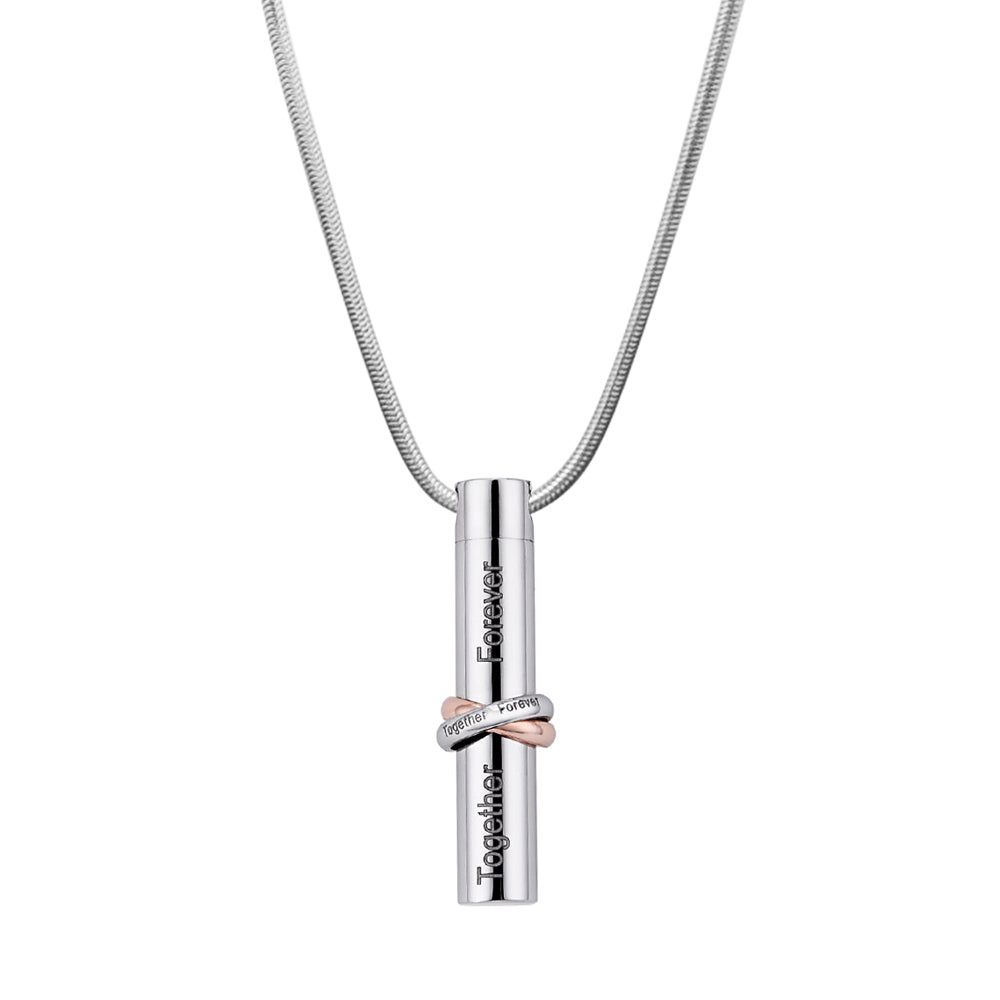 Together Forever Cylinder Memorial Necklace