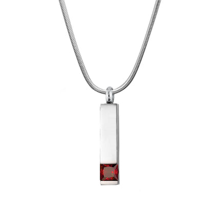 Birthstone Encrusted Bar Memorial Necklace