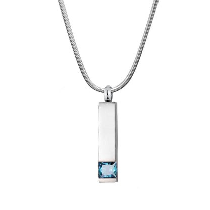 Birthstone Encrusted Bar Memorial Necklace