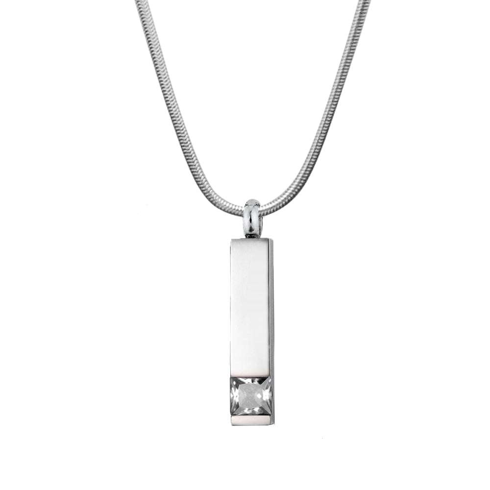 Birthstone Encrusted Bar Memorial Necklace