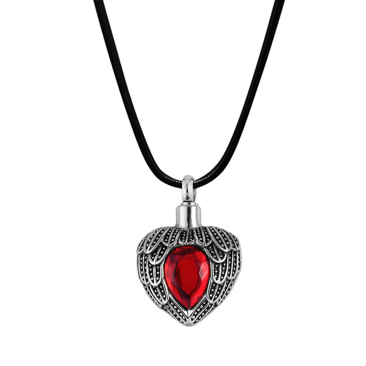 Angel Wing Birthstone Heart Memrial Necklace