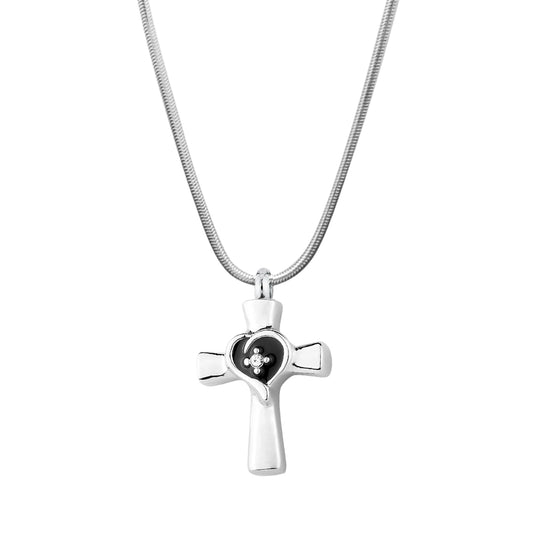 Wrapped Heart Cross Memorial Necklace