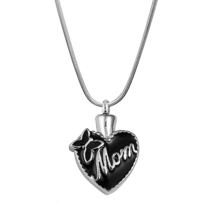 Mom Butterfly Heart Memorial Necklace