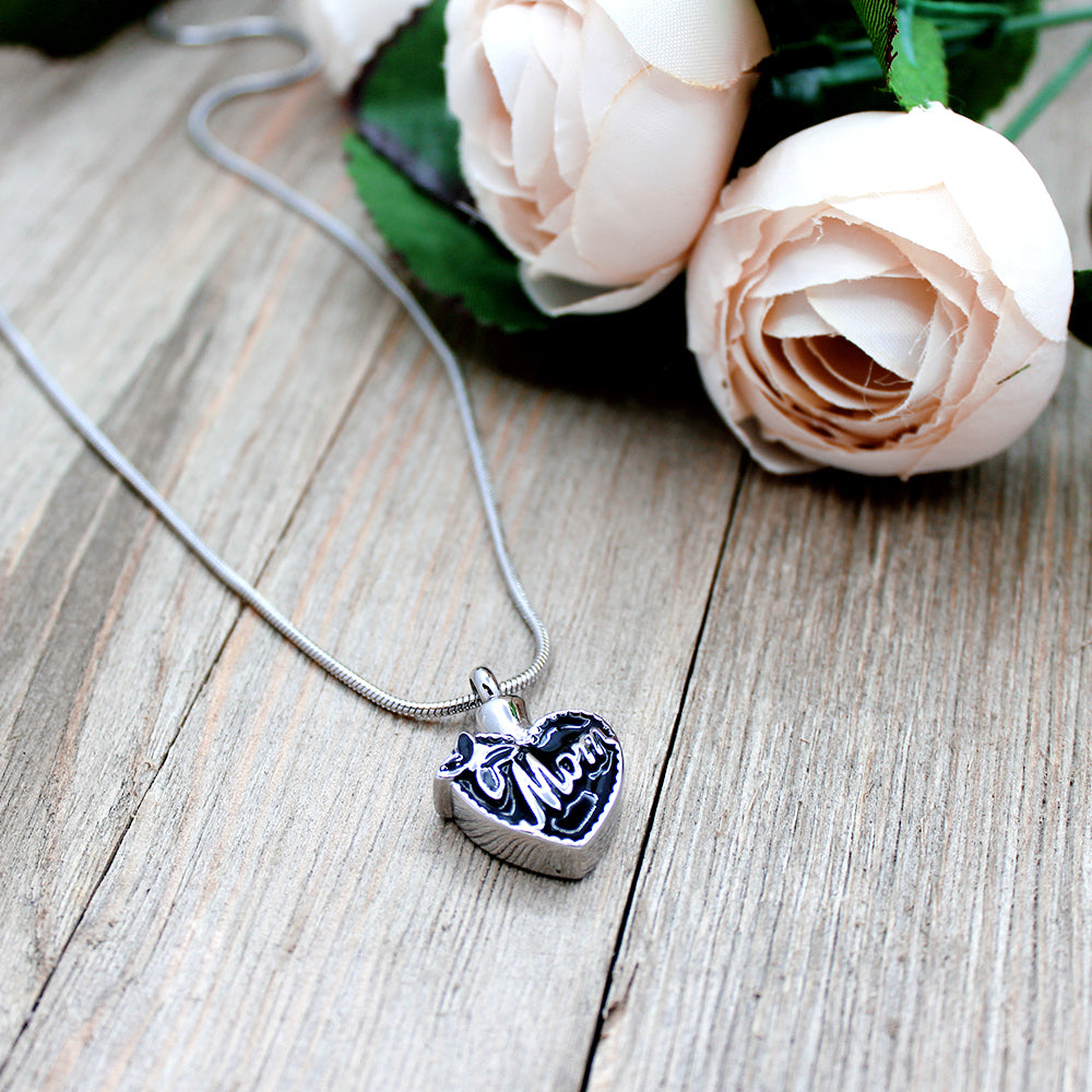 Mom Butterfly Heart Memorial Necklace