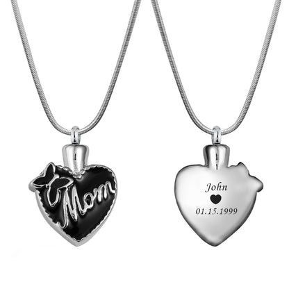 Mom Butterfly Heart Memorial Necklace