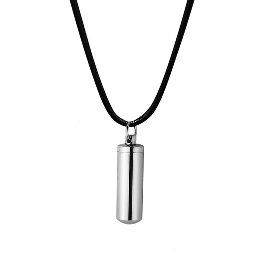 Silver Cylinder Memorial Necklace