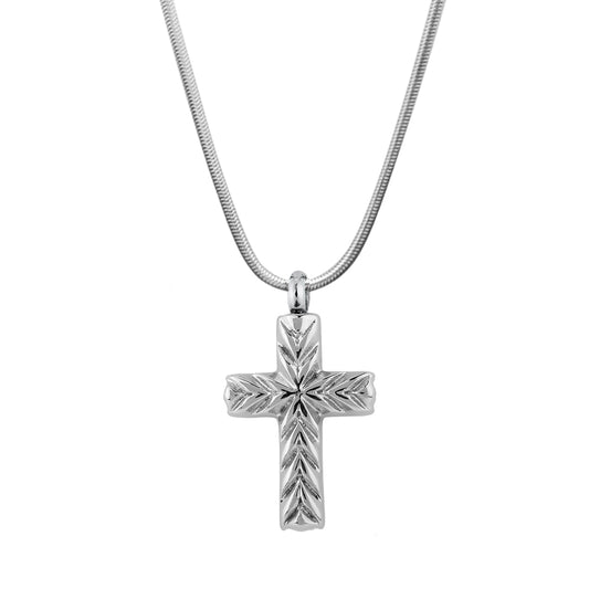 Etched Cross Memorial Necklace