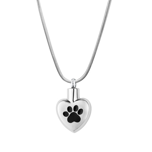 Paw Print Heart Pet Memorial Necklace