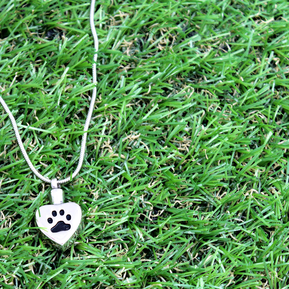 Paw Print Heart Pet Memorial Necklace