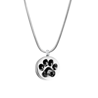 Round Paw Print Pet Memorial Necklace