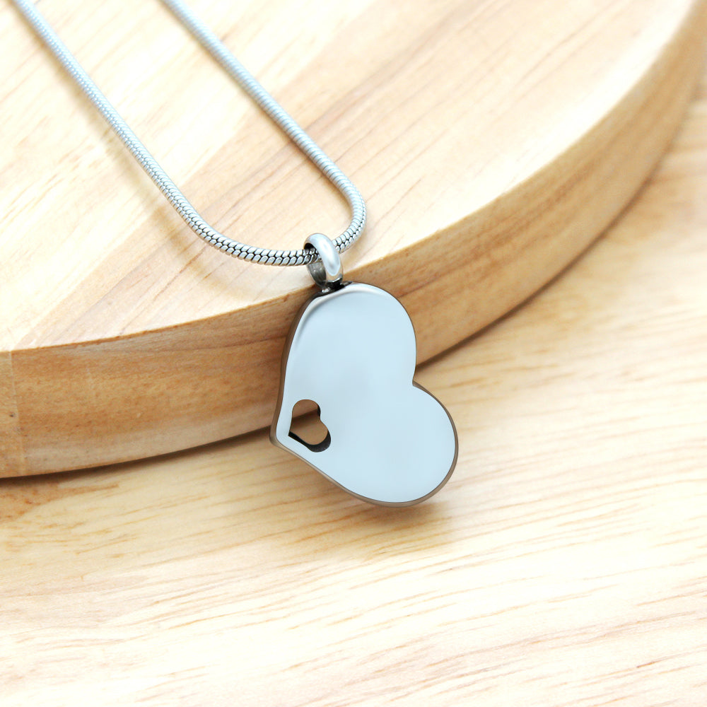 Sideways Heart Memorial Necklace