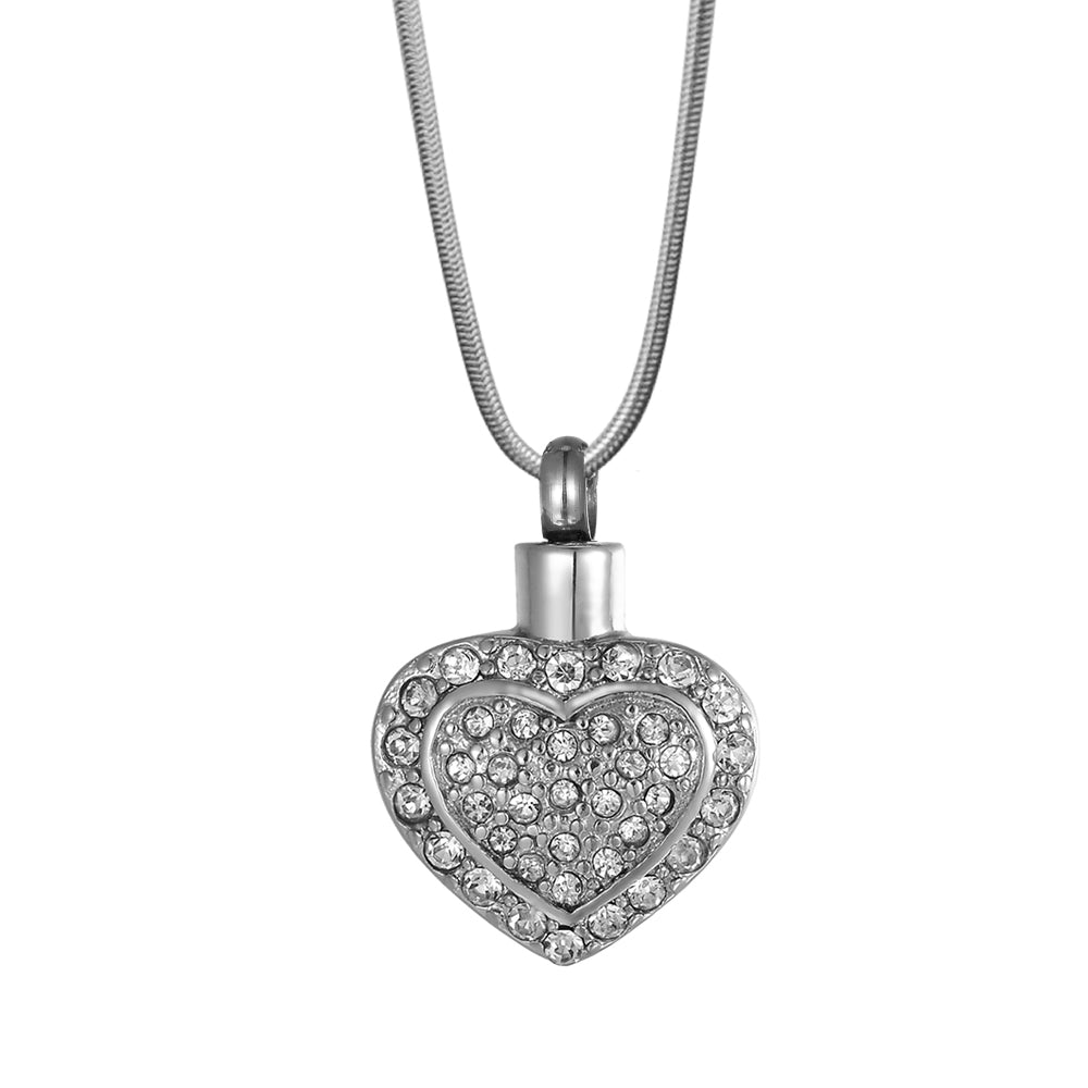 Flickering Crystal Heart Memorial Necklace