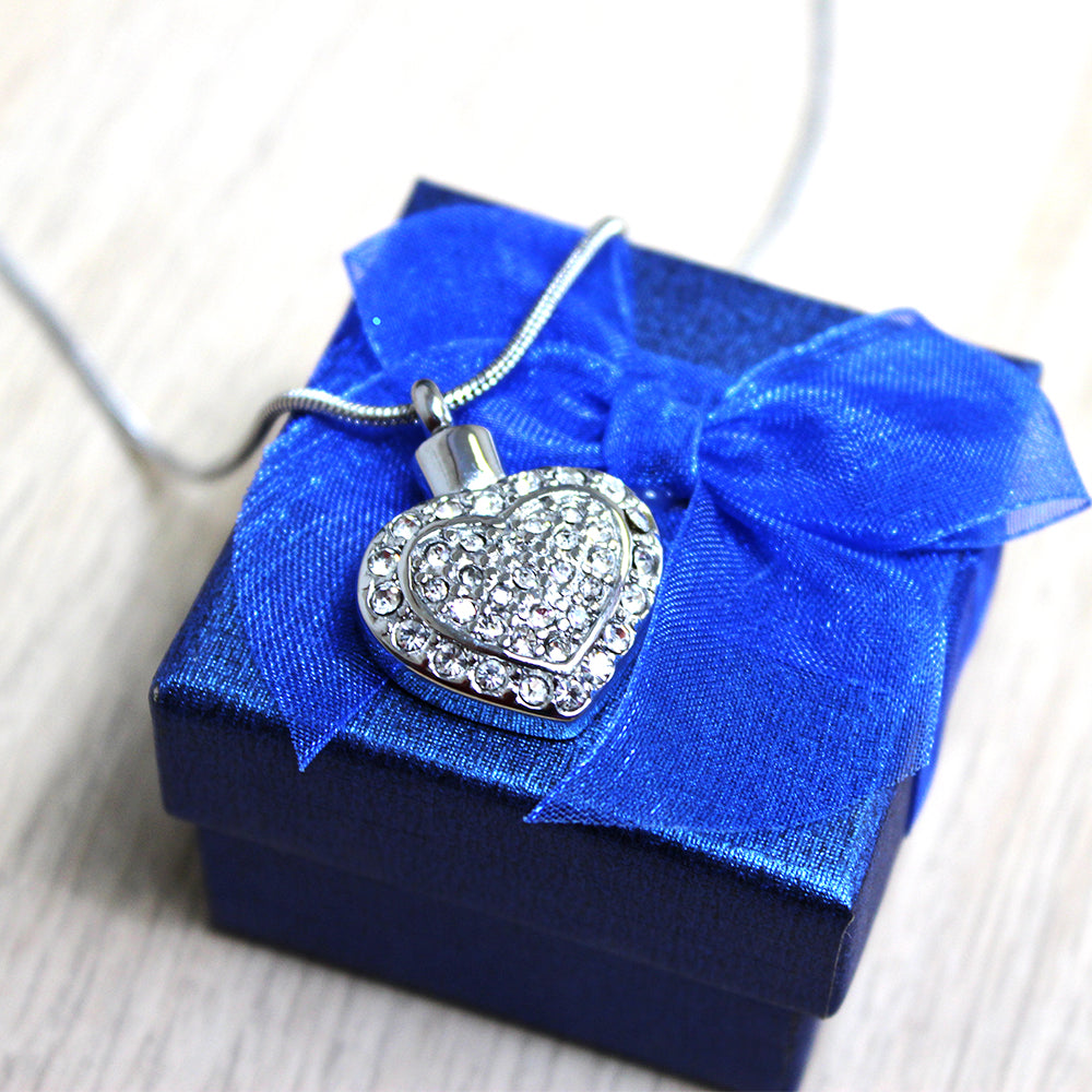 Flickering Crystal Heart Memorial Necklace