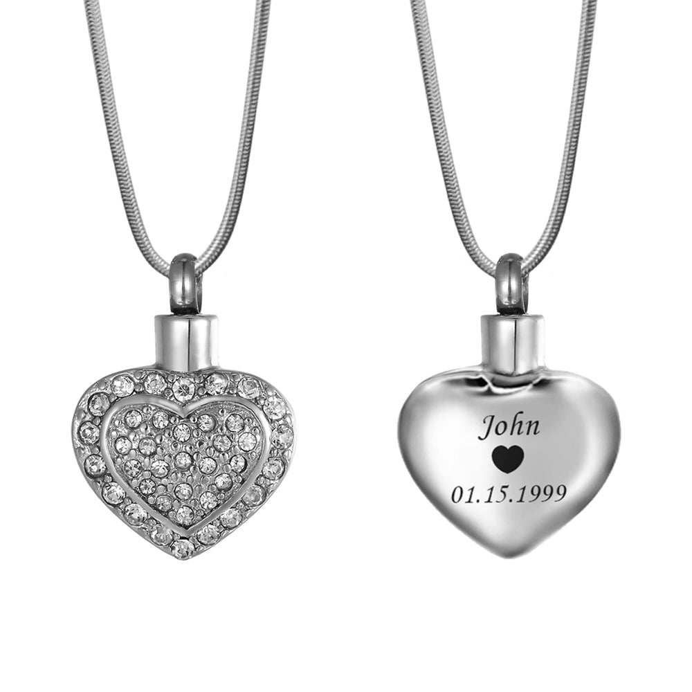 Flickering Crystal Heart Memorial Necklace