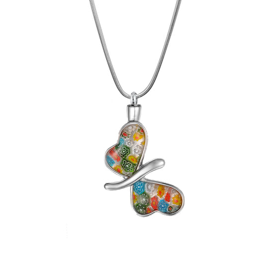 Flower Patch Butterfly Memorial Necklace