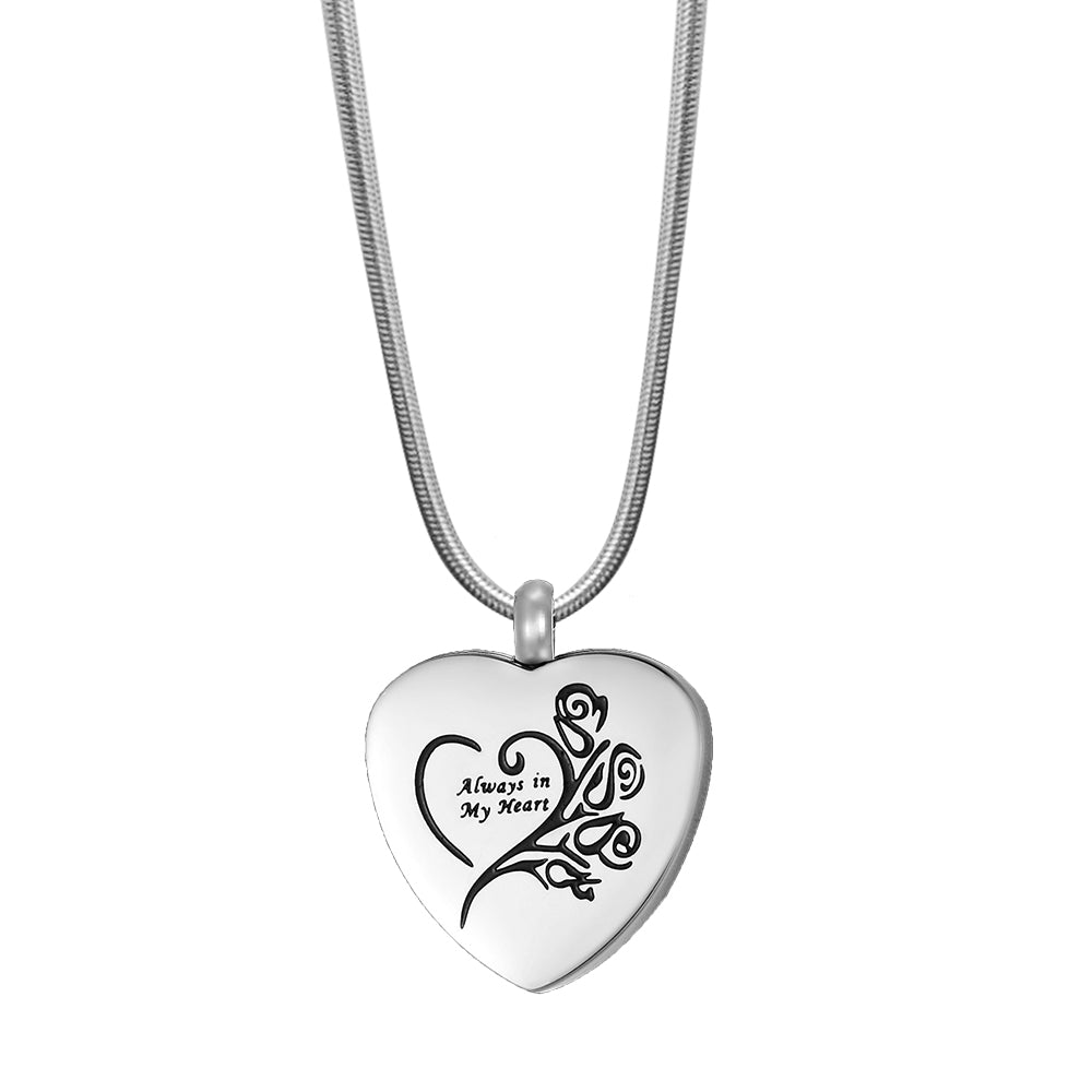 Always in my Heart Heart Memorial Necklace