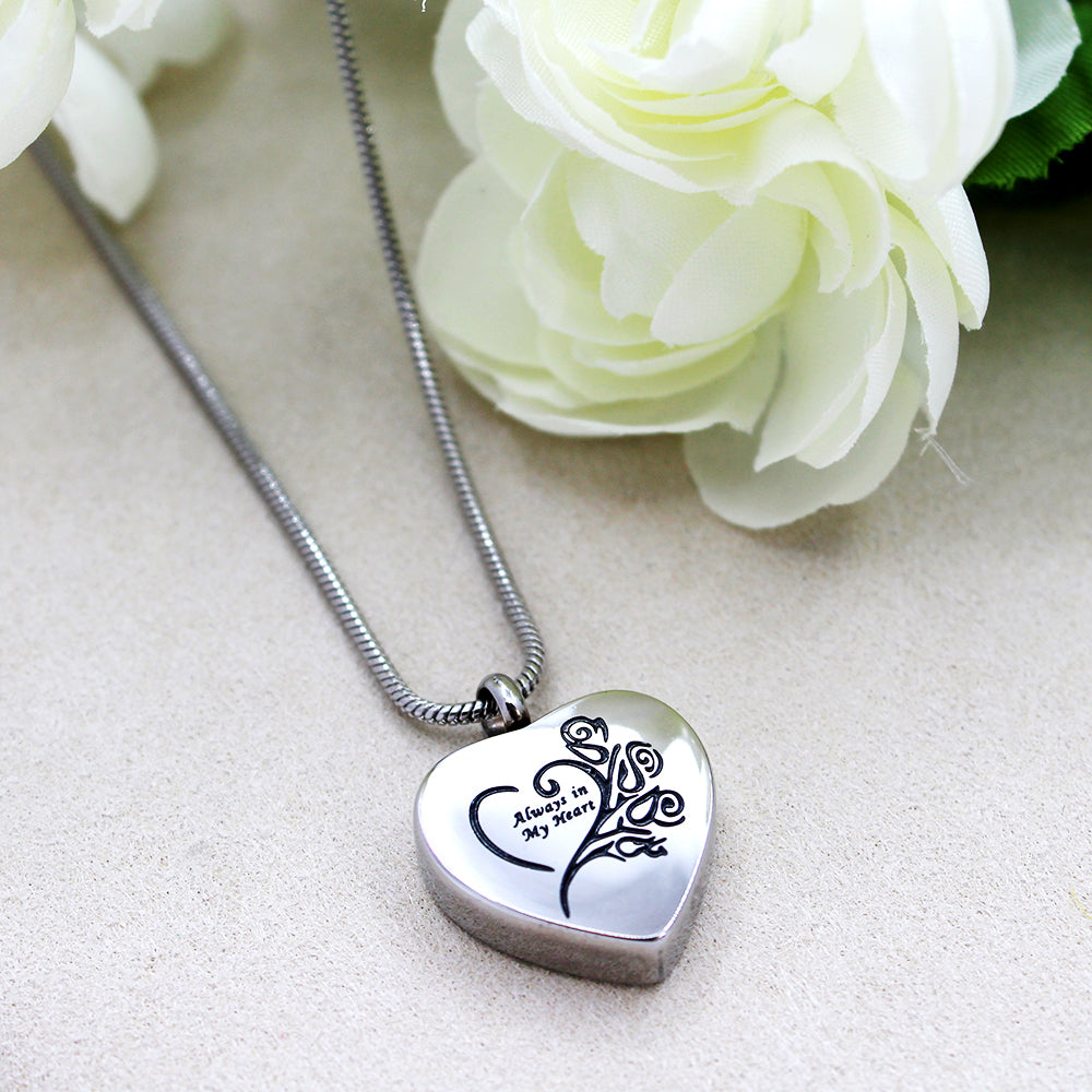 Always in my Heart Heart Memorial Necklace