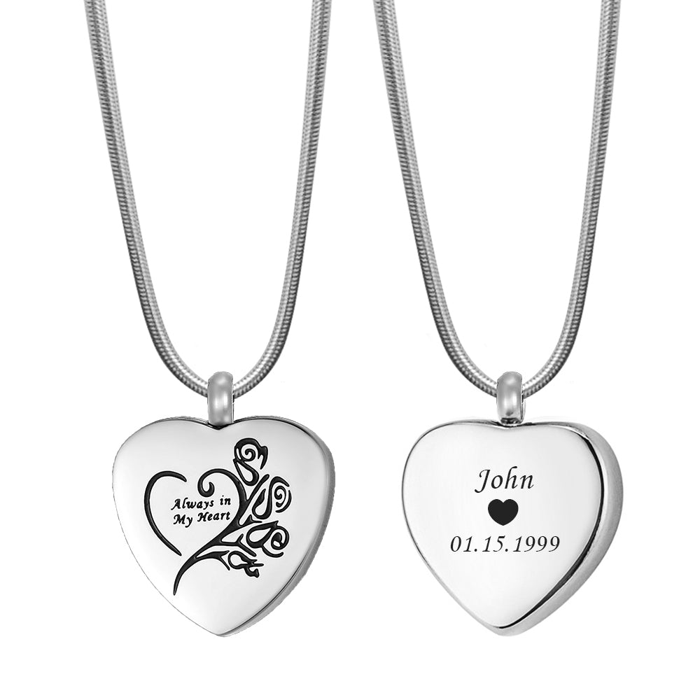 Always in my Heart Heart Memorial Necklace