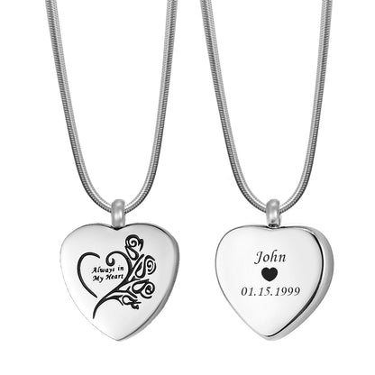 Always in my Heart Heart Memorial Necklace